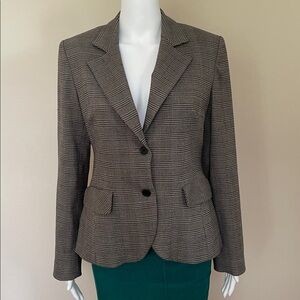 BYE Plaid Blazer with Button Accent